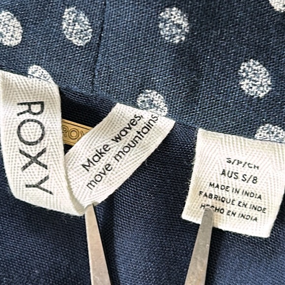 ROXY Vacation Vibes KimonoTie-Front Polka Dot Navy Blue Small - Picture 4 of 11
